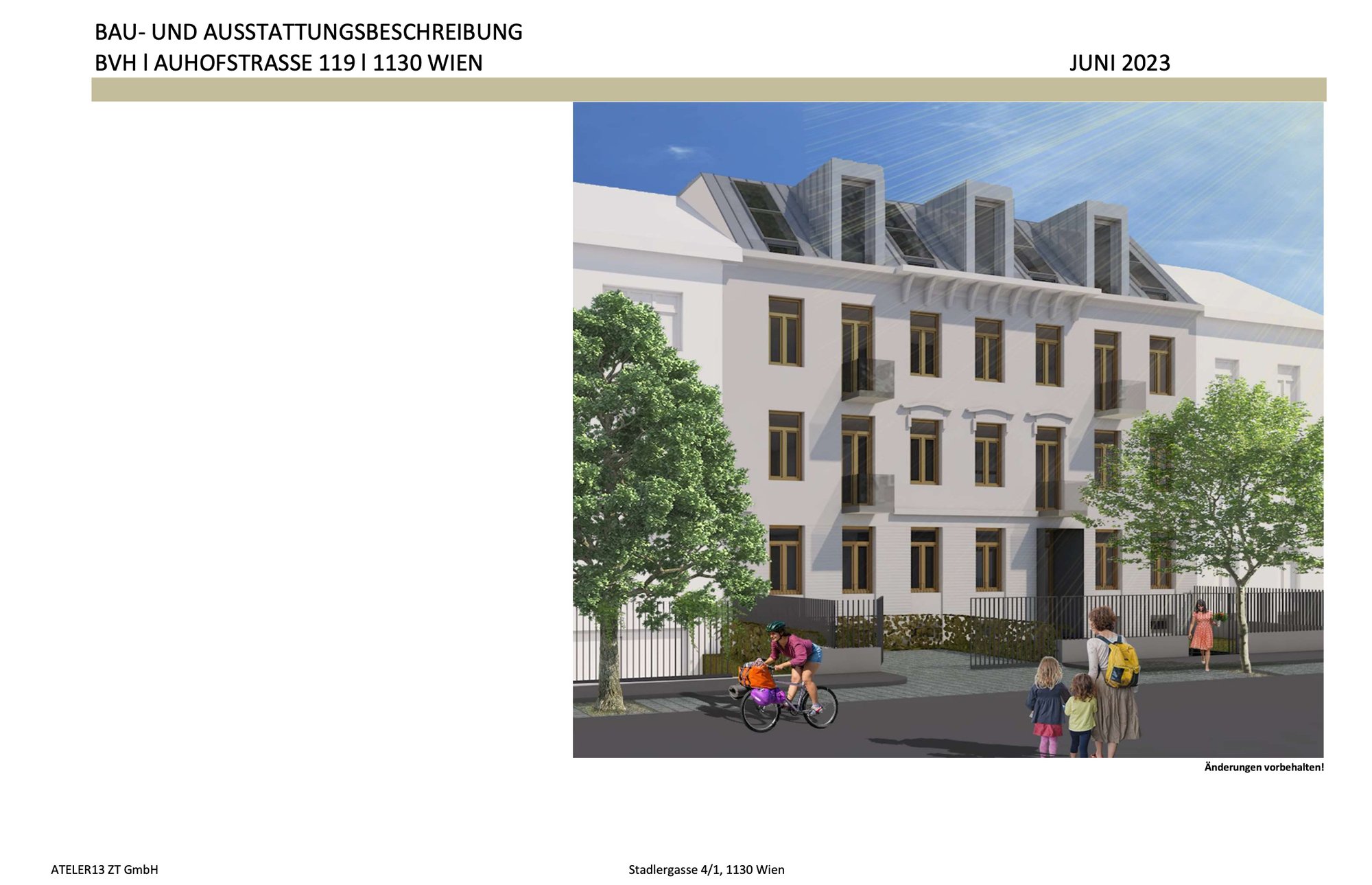 Auhofstr. 119, Bau- und Ausstattungsbeschreibung